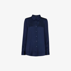 Рубашка Molly из эластичного переработанного полиэстера с атласной текстурой Whistles, темно-синий