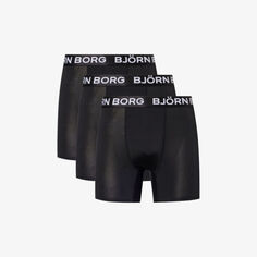 Боксеры из эластичного переработанного полиэстера с фирменным поясом Bjorn Borg, черный