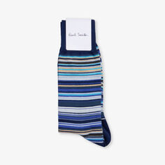 Носки из смесового хлопка с ребристой отделкой Signature Stripe Paul Smith, синий