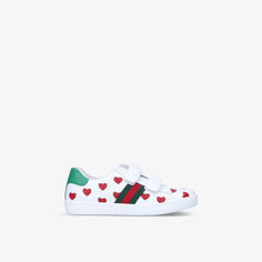 Новые кожаные кроссовки Ace Hearts 5-8 лет Gucci, белый