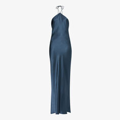 Шелковое платье макси Leanne с воротником халтер Anine Bing, темно-синий