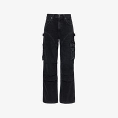 Широкие джинсы Nera с низкой посадкой и карманами-карго Agolde, черный