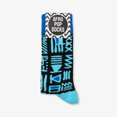 Трикотажные носки из эластичного хлопка с графическим принтом Afropop Socks, синий