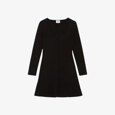 Тканое платье мини Melodieuse с овальным вырезом Claudie Pierlot, цвет noir / gris