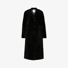 Однобортное пальто из дубленки Thora с зубчатыми лацканами Anne Vest, черный