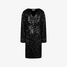 Эластичное мини-платье с объемными рукавами, украшенное пайетками Ro&amp;Zo, черный Ro&Zo