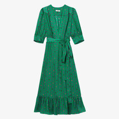 Платье миди Enrika с графичным принтом Sandro, цвет verts