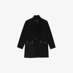 Пальто Galionile из смесовой шерсти с приподнятым воротником Maje, цвет noir / gris