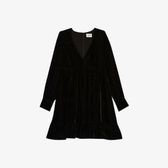 Расклешенное бархатное платье мини от дождя Claudie Pierlot, цвет noir / gris