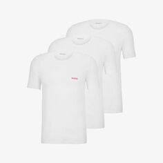 Набор из трех футболок стандартного кроя из хлопкового джерси с принтом логотипа Hugo, белый