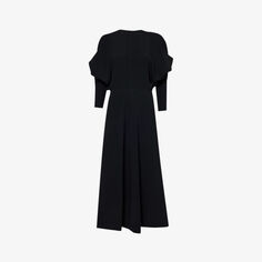 Тканое платье миди с рукавами «летучая мышь» Victoria Beckham, черный