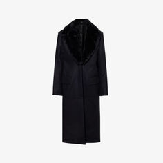 Однобортное пальто из переработанной шерсти Toteme, черный