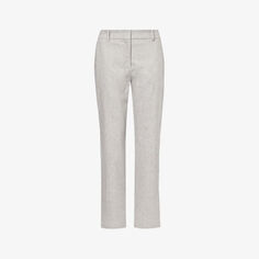Зауженные брюки средней посадки из смеси шерсти и кашемира Eleventy, цвет grigio