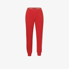 Современные пижамные штаны из эластичного хлопка с фирменным поясом Calvin Klein, цвет rouge