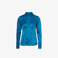 Рубашка узкого кроя из жаккардовой ткани с цветочным принтом Song For The Mute, синий