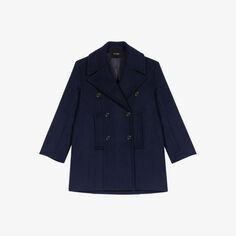 Двубортное пальто Galeto из смесовой шерсти Maje, цвет bleus