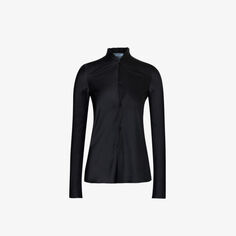 Рубашка из шелка стандартного кроя с атласной текстурой и перламутровыми пуговицами Gabriela Coll G, черный