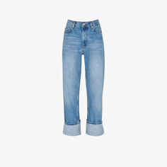 Прямые джинсы Alba из органического денима стандартного кроя с завышенной талией и загнутым краем Whistles, синий
