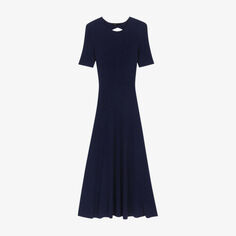 Платье макси эластичной вязки в рубчик с вырезами Rolora Maje, цвет bleus