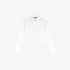 Укороченная хлопковая рубашка Ciski с длинными рукавами Maje, цвет blanc