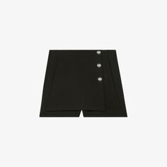 Юбка Imaboo с высокой посадкой и пуговицами с логотипом из эластичной ткани Maje, цвет noir / gris