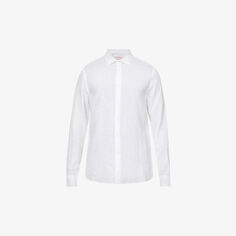 Льняная рубашка Giles классического кроя Orlebar Brown, белый