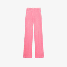 Вельветовые брюки широкого кроя с высокой посадкой и эластичным хлопком The Kooples, розовый