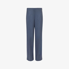 Прямые брюки из смесовой шерсти со средней посадкой и эластичной резинкой на талии с прижимными складками Vince, цвет pacific azure-414paz
