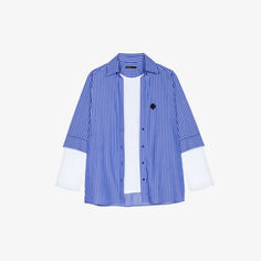 Многослойная хлопковая рубашка в полоску с вышитым логотипом Liago Maje, цвет bleus