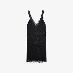 Шелковое платье мини Renelle с кружевной отделкой Zadig&amp;Voltaire, цвет noir