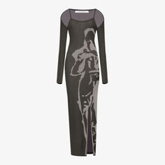 Трикотажное платье макси Rimona с абстрактным принтом Daily Paper, серый