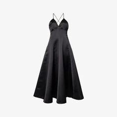 Атласное платье миди с расклешенной юбкой и V-образным вырезом Philosophy Di Lorenzo Serafini, черный
