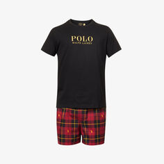 Пижамный комплект из хлопка с круглым вырезом и фирменным принтом Polo Ralph Lauren, цвет wallace plaid