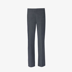 Прямые брюки в тонкую полоску со средней посадкой из переработанного полиэстера Ganni, цвет gray pinstripe
