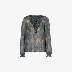 Шелковая блузка Ilara Morris &amp; Co x PAIGE Paige, цвет charcoal/ iced slate