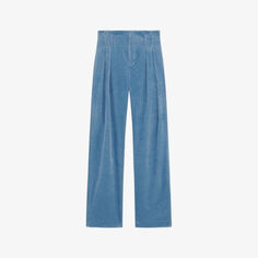 Вельветовые хлопковые брюки прямого кроя Jake с высокой посадкой Iro, цвет blu01