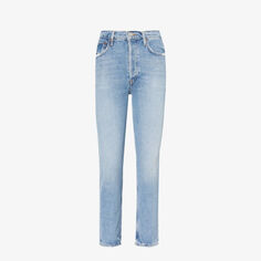 Укороченные джинсы Riley из смесового эластичного денима с высокой посадкой Agolde, цвет quiver