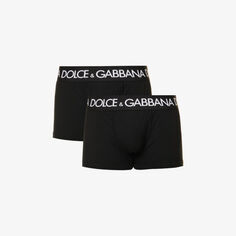 Набор из двух боксеров низкой посадки из эластичного хлопка с поясом с логотипом Dolce &amp; Gabbana, черный