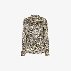 Шелковый пижамный топ Core с накладными карманами Maison Essentiele, цвет leopard