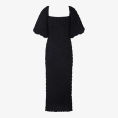Платье миди Carli со сборками и квадратным вырезом By Malina, черный