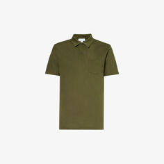 Рубашка-поло Riviera с накладными карманами Sunspel, зеленый
