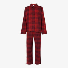 Пижамный комплект стандартного кроя в клетку из эластичного хлопка Calvin Klein, красный