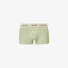 Плавки из эластичного хлопка с низкой посадкой и поясом с логотипом Calvin Klein, зеленый