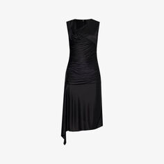 Тканое платье миди без рукавов с драпировкой спереди Givenchy, черный