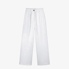 Широкие брюки из тканого материала со средней посадкой The White Company, слоновая кость