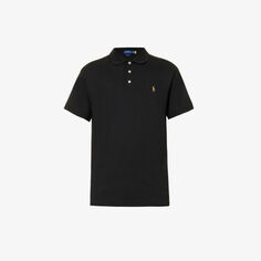 Рубашка-поло приталенного кроя из хлопкового джерси с короткими рукавами и вышитым логотипом Polo Ralph Lauren, черный