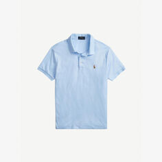 Рубашка-поло приталенного кроя из хлопкового джерси с короткими рукавами и вышитым логотипом Polo Ralph Lauren, синий