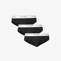 Комплект из трех трусов из эластичного хлопка с поясом с логотипом Calvin Klein, черный