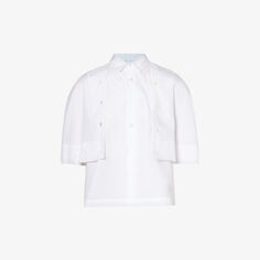 Рубашка свободного кроя с накидкой из хлопкового поплина Noir Kei Ninomiya, белый