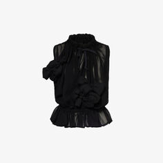 Тканый топ Tokyo со сборками Comme des Garçons, черный